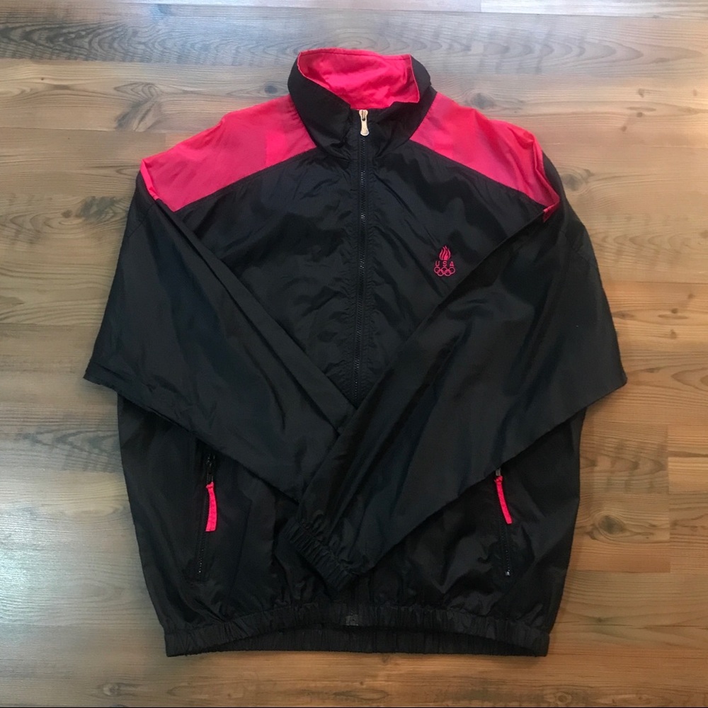 USA OLYMPICS Windbreaker Sz Large Tall Retro